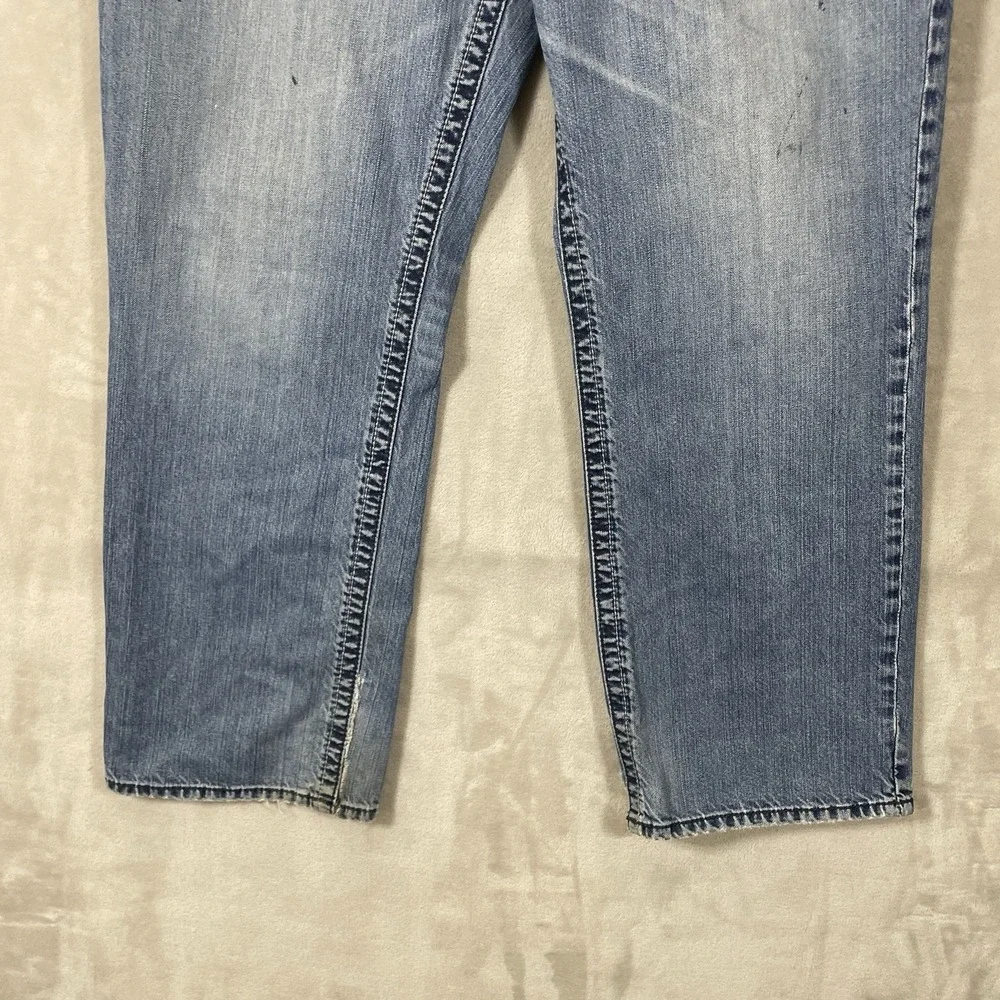 BKE Seth Jeans Mens 36x32 (fit 35x30) DISTRESSED Y2K Whisker Fade Worn-in